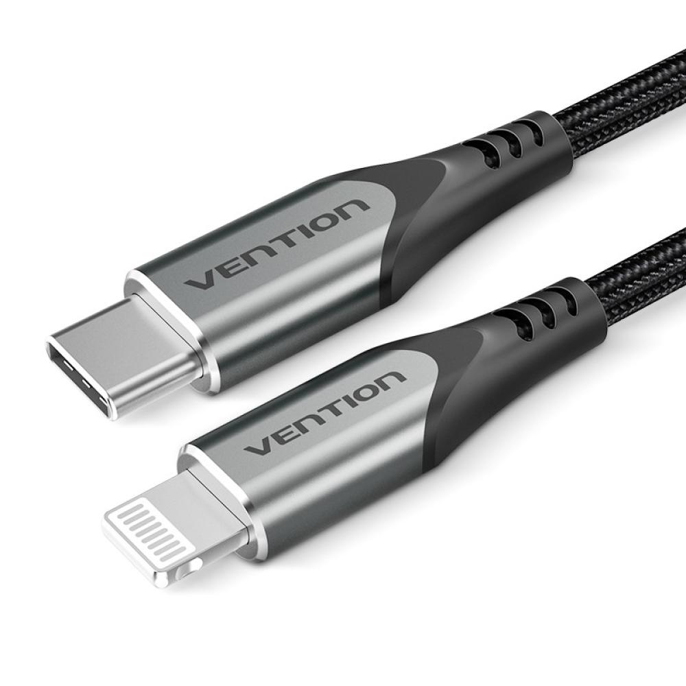 Vention - Cable USB 2.0 Tipo-C Lightning TACHF/ USB Tipo-C Macho - Lightning Macho/ 1m/ Gris