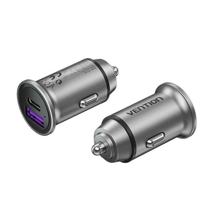 Vention - Cargador de Coche FFBH0/ 1xUSB-Tipo C/ 1xUSB/ 20W