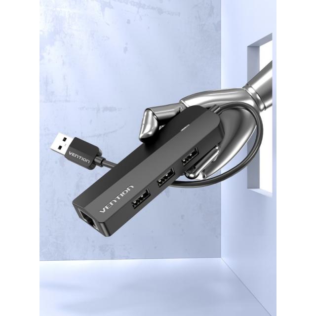 Vention - Docking USB 2.0 CHPBB/ 3xUSB/ 1xMicro USB/ 1xRJ45/ Negro