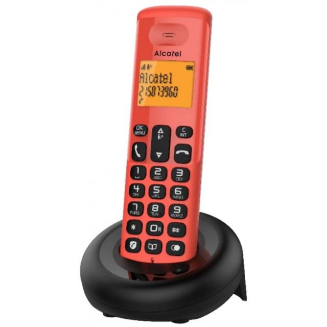 Alcatel - E160 Teléfono DECT Identificador de llamadas Negro, Rojo