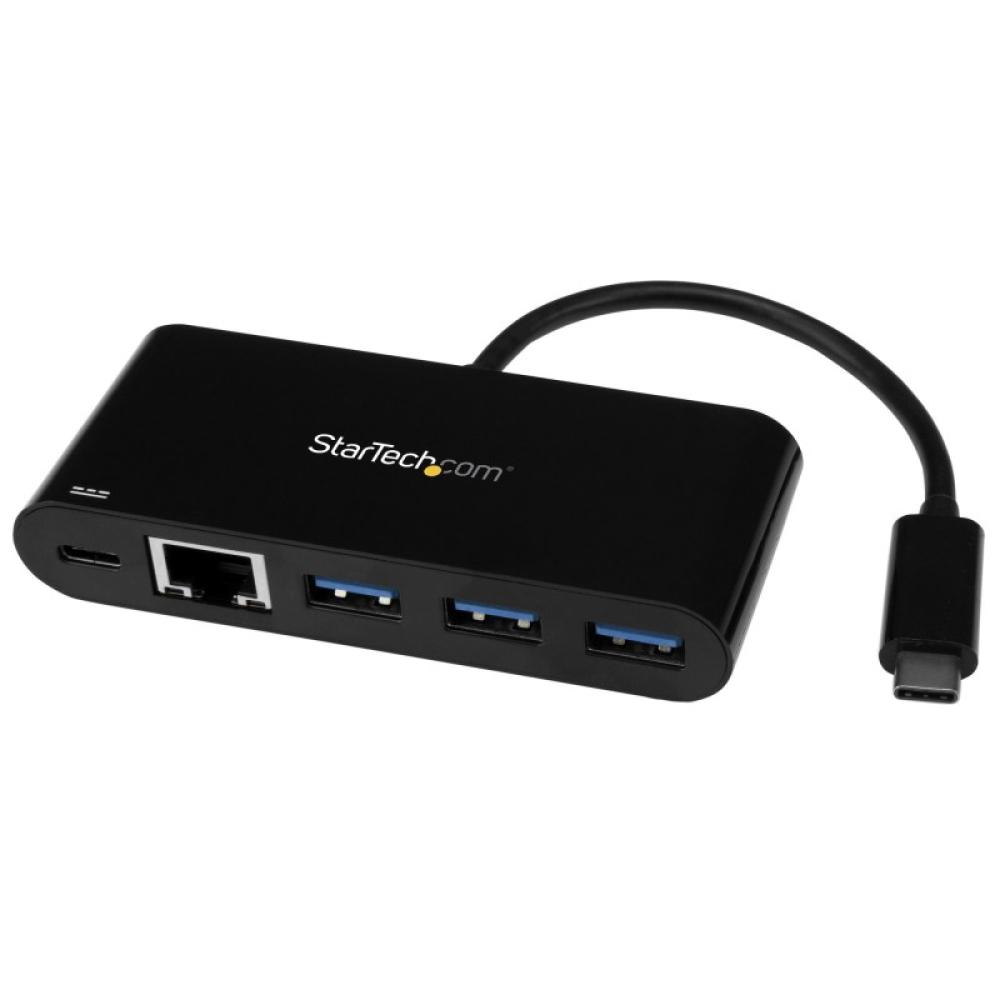 StarTech.com - Adaptador Multipuertos USB-C de Red Ethernet con Hub de 3 Puertos USB 3.0 y Entrega de Potencia