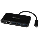 StarTech.com - Adaptador Multipuertos USB-C de Red Ethernet con Hub de 3 Puertos USB 3.0 y Entrega de Potencia