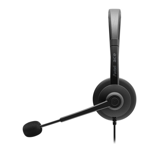 Axtel - AXH-ACEUCM auricular y casco Auriculares Alámbrico Diadema Oficina/Centro de llamadas USB Type-C / USB Type-A Negro