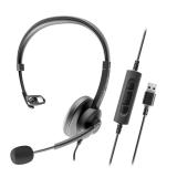 Axtel - AXH-ACEUCM auricular y casco Auriculares Alámbrico Diadema Oficina/Centro de llamadas USB Type-C / USB Type-A Negro