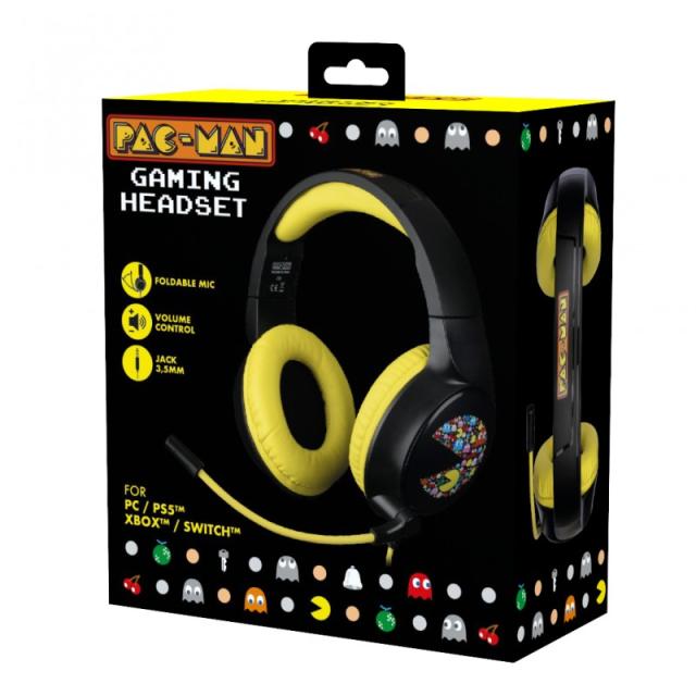 Konix - PacMan Auriculares Alámbrico Diadema Juego USB tipo A Negro, Amarillo