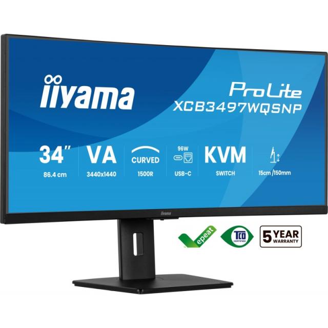 iiyama - ProLite XCB3497WQSNP-B1 pantalla para PC 86,4 cm (34") 3440 x 1440 Pixeles UltraWide Quad HD LED Negro