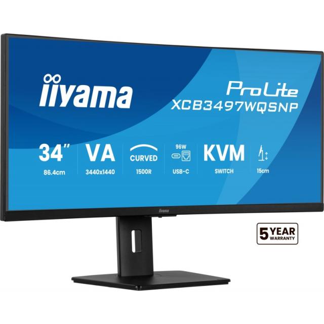 iiyama - ProLite XCB3497WQSNP-B1 pantalla para PC 86,4 cm (34") 3440 x 1440 Pixeles UltraWide Quad HD LED Negro