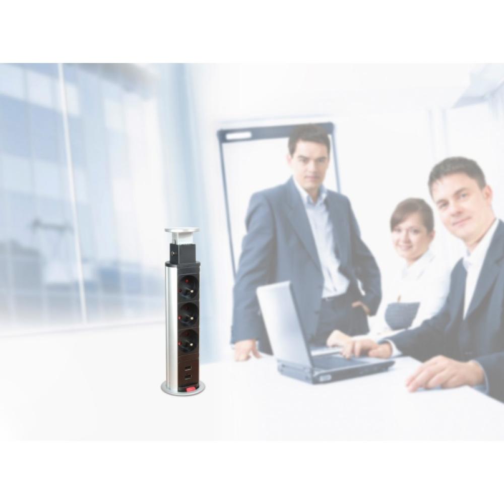 Equip - 333304 unidad de distribución de energía (PDU) 3 salidas AC Negro, Plata