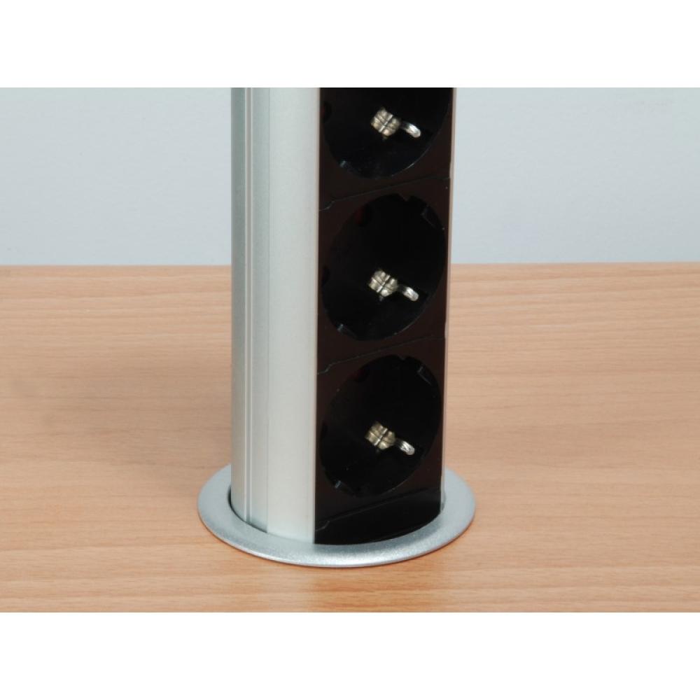 Equip - 333304 unidad de distribución de energía (PDU) 3 salidas AC Negro, Plata