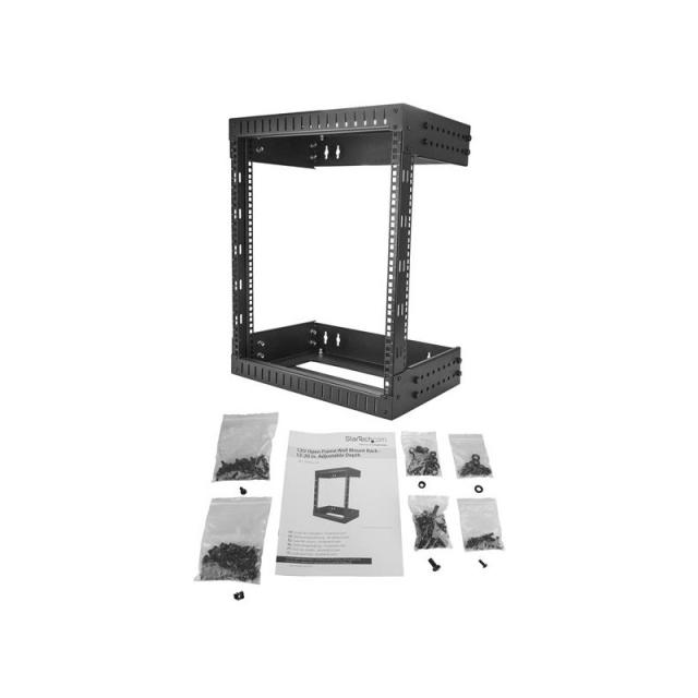 StarTech.com - Rack de Servidores Abierto de 12U de Pared - de 19 Pulgadas - de 2 Columnas - de Profundidad Ajustable - para Equ