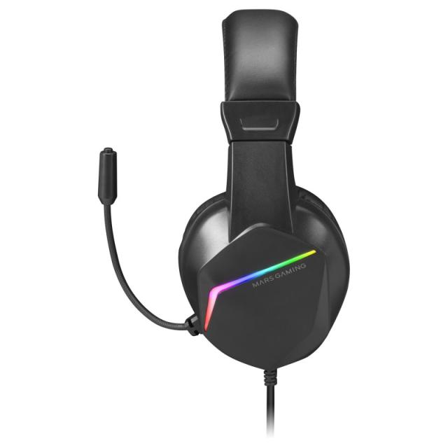 Mars Gaming - MH122 Negro, Cascos Gaming FRGB Over Ear con Micrófono, Sonido HiFi, Cancelación de Sonido, Ultraligeros, PS4 PS5
