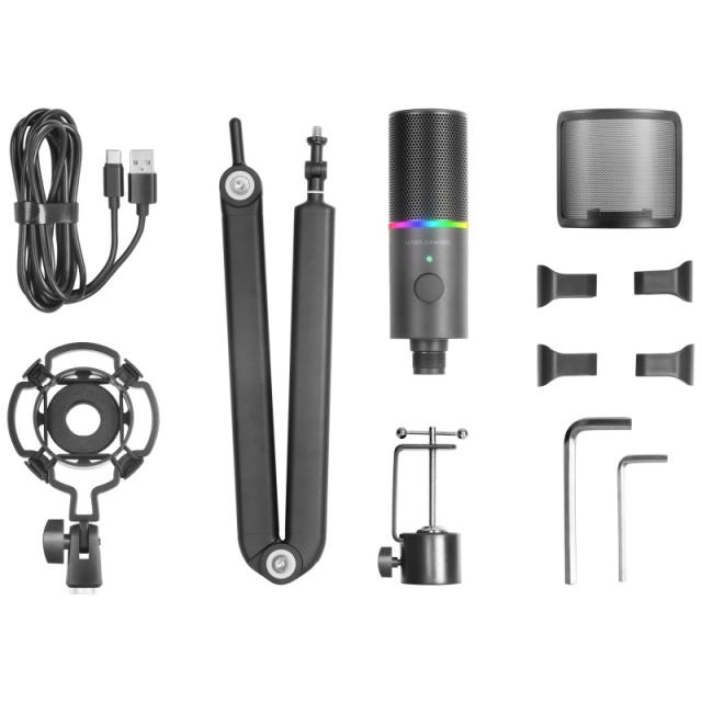 Mars Gaming - MMIC-XT, Micrófono de Estudio Profesional Alta Definición 192Khz 24-bit, Brazo Omnidireccional, Soporte A - MMICXT