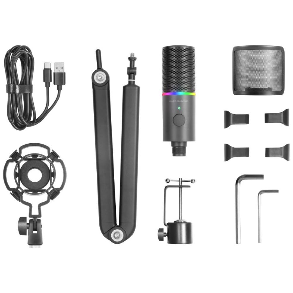 Mars Gaming - MMIC-XT, Micrófono de Estudio Profesional Alta Definición 192Khz 24-bit, Brazo Omnidireccional, Soporte A - MMICXT