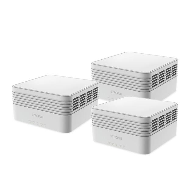Strong - MESHTRIAX3000 sistema Wi-Fi Mesh (Wi-Fi en malla) Doble banda (2,4 GHz / 5 GHz) Wi-Fi 6 (802.11ax) Blanco 3 Interno