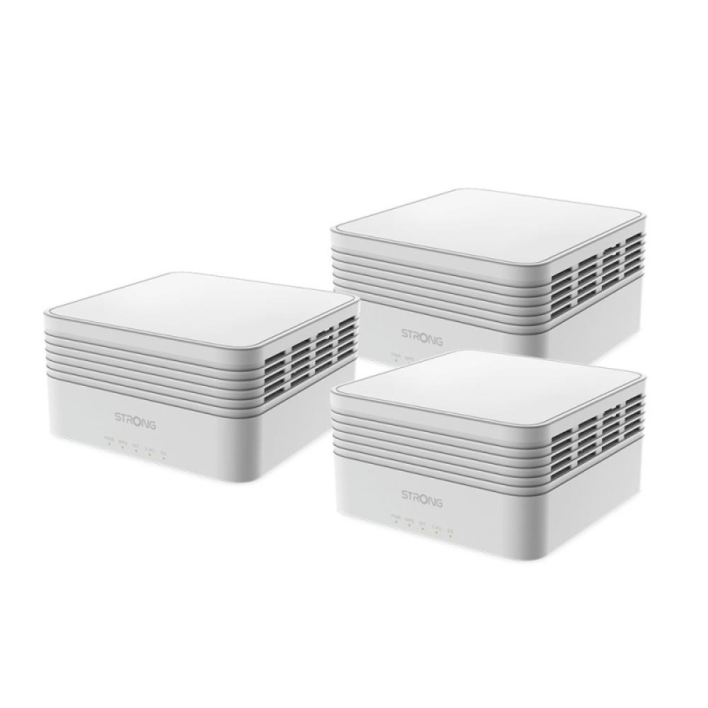 Strong - MESHTRIAX3000 sistema Wi-Fi Mesh (Wi-Fi en malla) Doble banda (2,4 GHz / 5 GHz) Wi-Fi 6 (802.11ax) Blanco 3 Interno