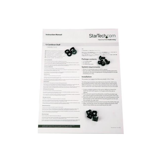 StarTech.com - Bandeja Estante de 1U para Armario Rack de Servidores - de 10 Pulgadas (254mm) de Profundidad - en Acero de Servi