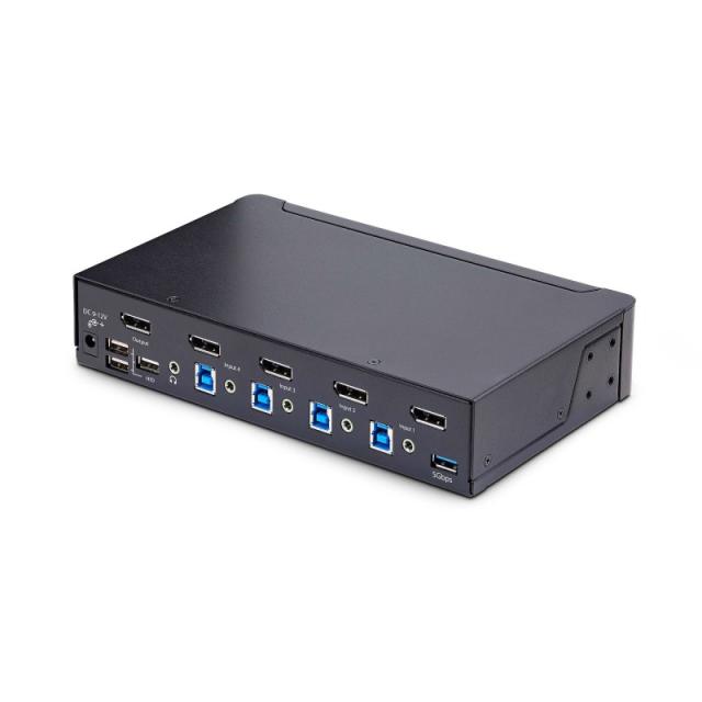 StarTech.com - Switch Conmutador KVM DisplayPort de 4 Puertos - 8K60/4K144 - para Un Monitor - DP 1.4 - 2x USB 3.0 - 4x USB 2.0