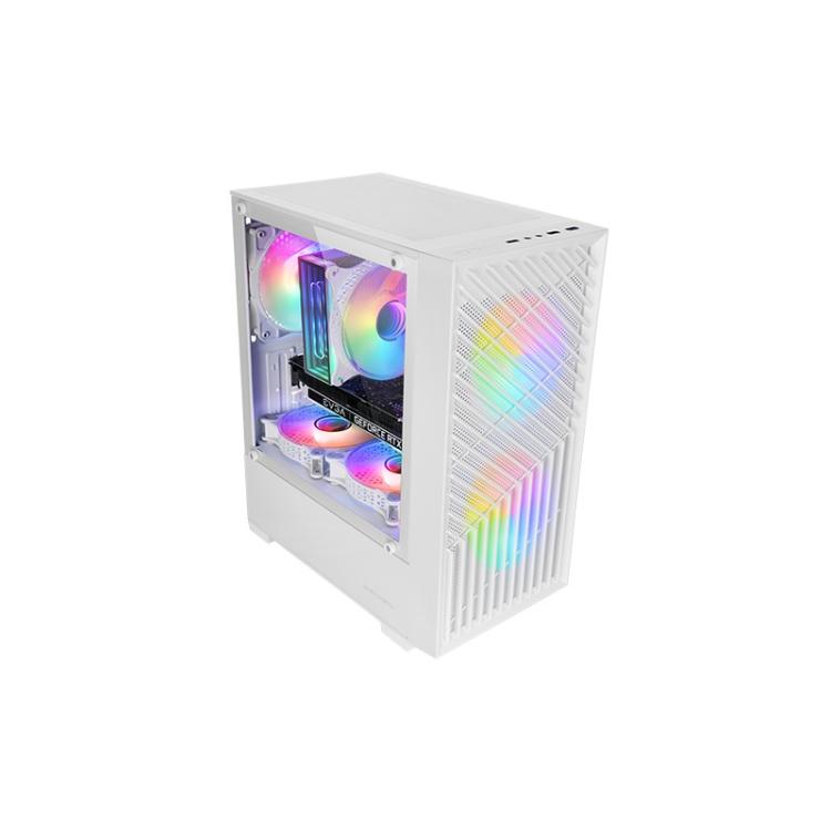 Mars Gaming - MC- VORTEX, Caja Gaming MicroATX, Frontal Mesh Geométrico, Ventana Lateral Cristal Templado, 3x Ventil - MCVORTEXW