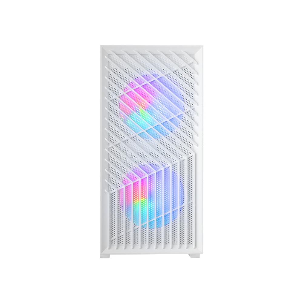 Mars Gaming - MC- VORTEX, Caja Gaming MicroATX, Frontal Mesh Geométrico, Ventana Lateral Cristal Templado, 3x Ventil - MCVORTEXW