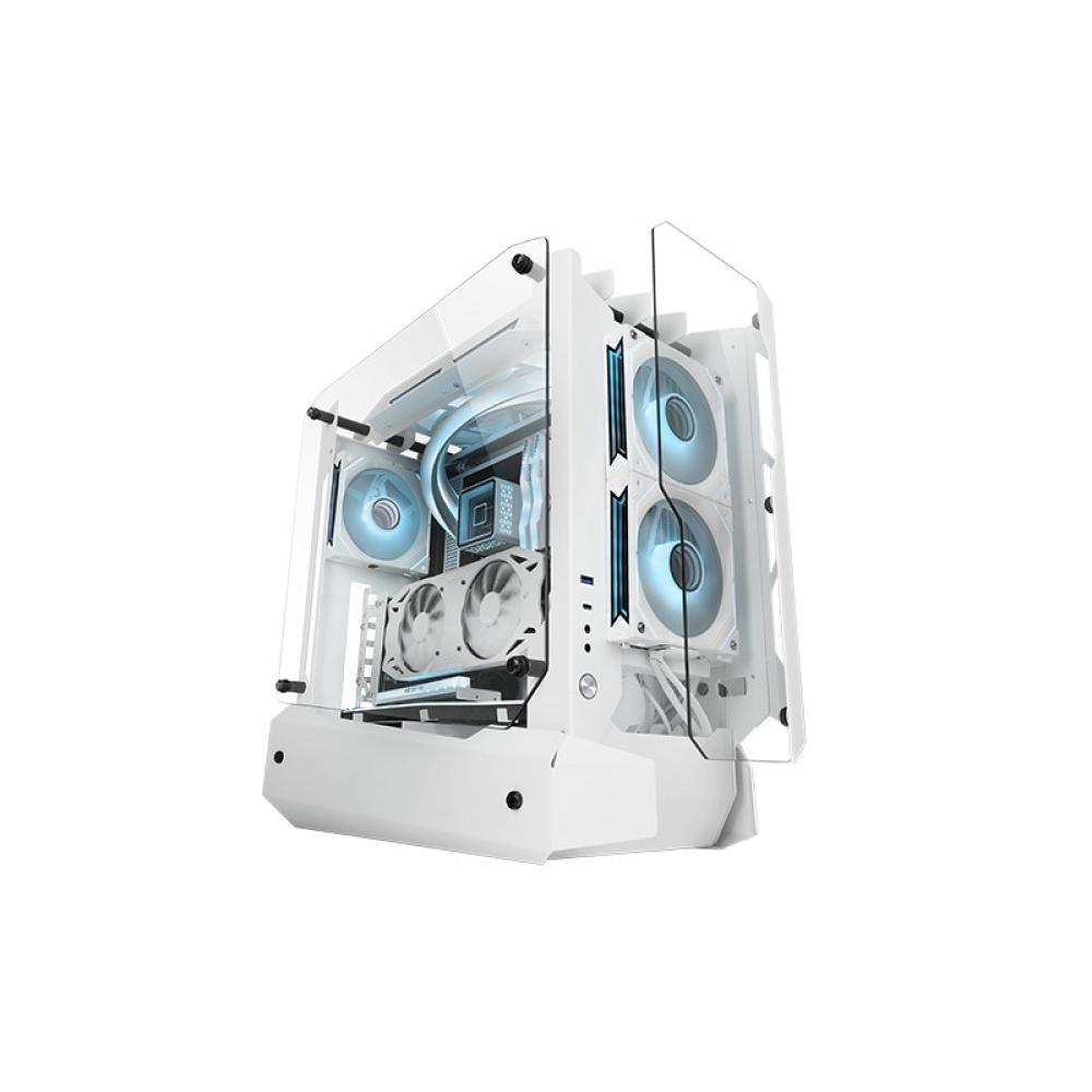 Mars Gaming - MC-EDGE, Caja Gaming ATX, Diseño Open Air, Triple Panel Cristal Templado, Semitorre PC Soporte Refrigera - MCEDGEW