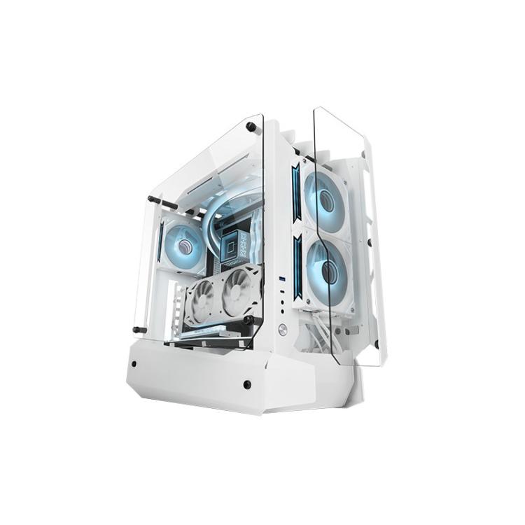 Mars Gaming - MC-EDGE, Caja Gaming ATX, Diseño Open Air, Triple Panel Cristal Templado, Semitorre PC Soporte Refrigera - MCEDGEW