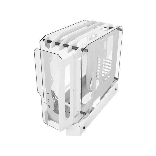 Mars Gaming - MC-EDGE, Caja Gaming ATX, Diseño Open Air, Triple Panel Cristal Templado, Semitorre PC Soporte Refrigera - MCEDGEW