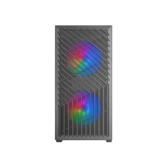 Mars Gaming - MC- VORTEX, Caja Gaming MicroATX, Frontal Mesh Geométrico, Ventana Lateral Cristal Templado, 3x Ventila - MCVORTEX