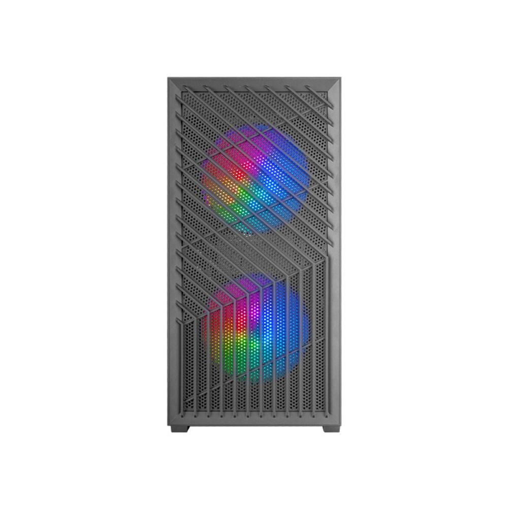 Mars Gaming - MC- VORTEX, Caja Gaming MicroATX, Frontal Mesh Geométrico, Ventana Lateral Cristal Templado, 3x Ventila - MCVORTEX