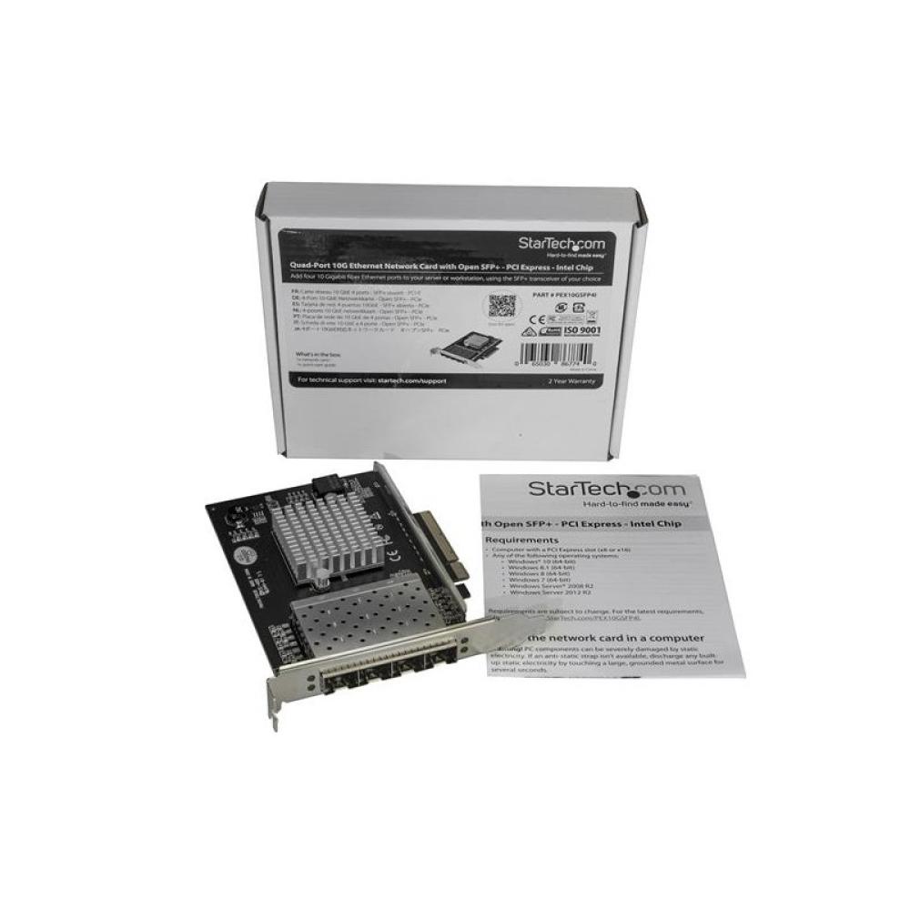 StarTech.com - Tarjeta de Red SFP+ 10G SFP+ con 4 Puertos - Adaptador Convergente SFP+ Abierto Intel XL710 - NIC PCIe 10 Gigabit