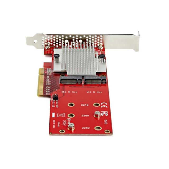 StarTech.com - Tarjeta Adaptadora para 2 SSD M.2 PCIe SSD - Dos SSDs NVMe o AHCI M.2 SSD a x8/x16 PCI Express 3.0 - Compatible c