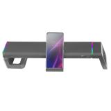 Mars Gaming - MGS-ONE Negro, Soporte Monitor RGB Chroma, Tamaño Ajustable, Soporte Smartphone y Tablet, USB Frontal 2.0