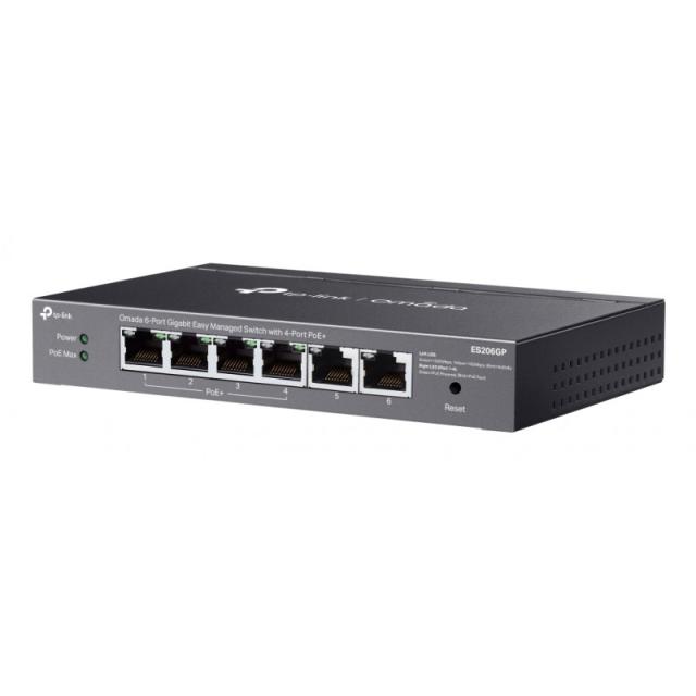 TP-Link - Omada ES206GP switch Gestionado Gigabit Ethernet (10/100/1000) Energía sobre Ethernet (PoE) Negro
