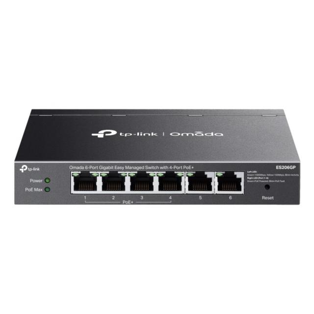 TP-Link - Omada ES206GP switch Gestionado Gigabit Ethernet (10/100/1000) Energía sobre Ethernet (PoE) Negro