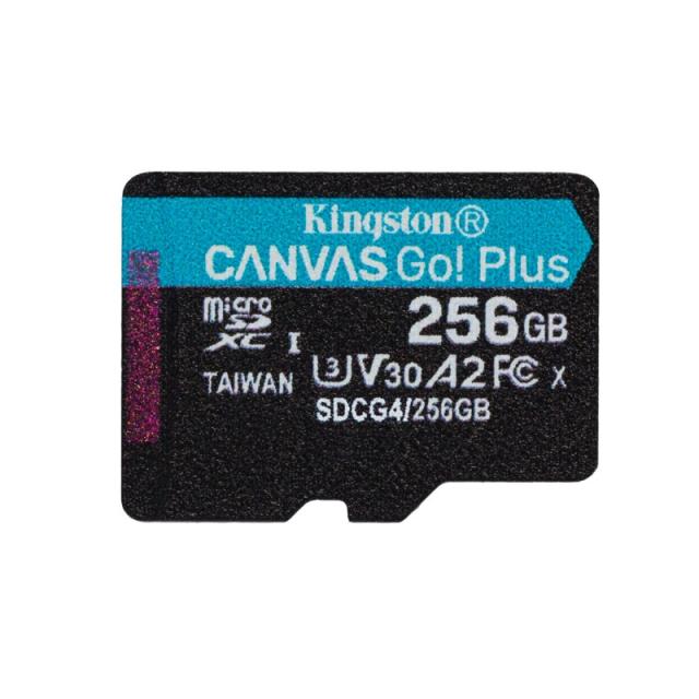 Kingston Technology - Tarjeta microSDXC Canvas Go Plus Gen4 de 256 GB, 200 MB/s, A2 U3 V30 y adaptador