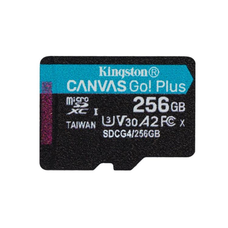 Kingston Technology - Tarjeta microSDXC Canvas Go Plus Gen4 de 256 GB, 200 MB/s, A2 U3 V30 y adaptador