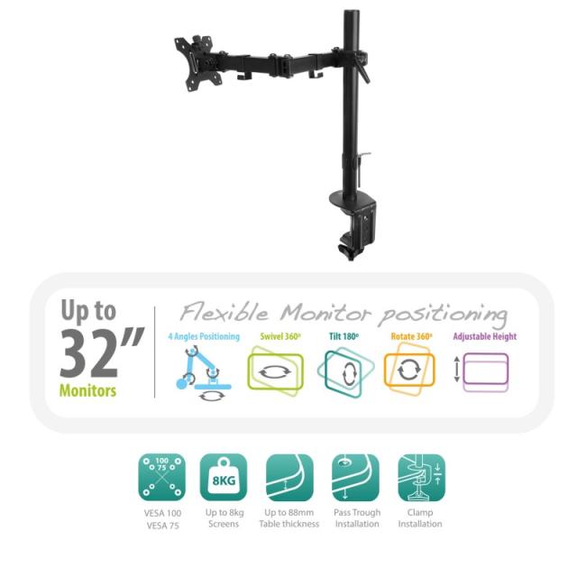 Ewent - EW1510 soporte para monitor 68,6 cm (27") Negro Escritorio