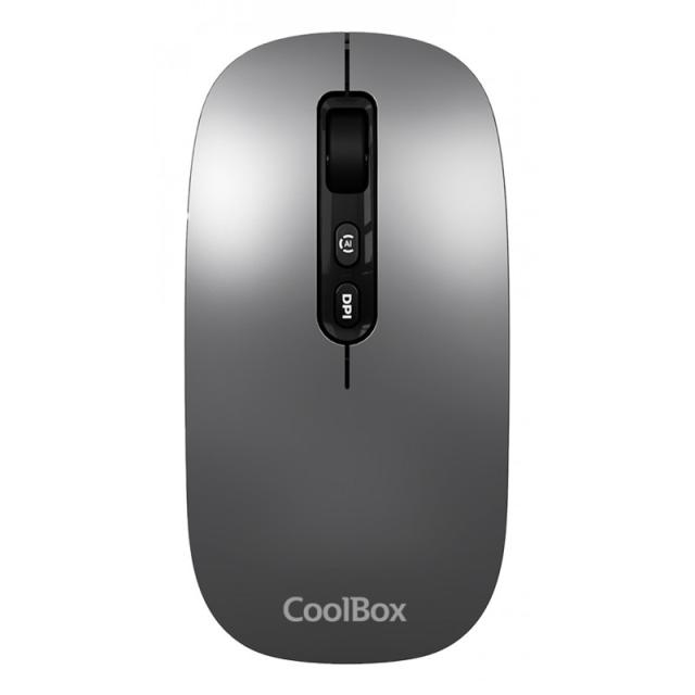 CoolBox - RATON W02 IA GRIS INALAMBRICO RECARGABLE 500MAH RF+BT 1600DPI COPILOT SILENTCLICK