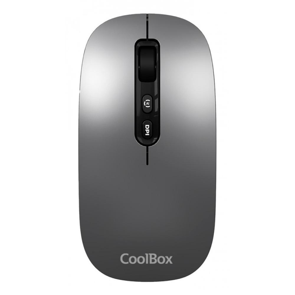 CoolBox - RATON W02 IA GRIS INALAMBRICO RECARGABLE 500MAH RF+BT 1600DPI COPILOT SILENTCLICK