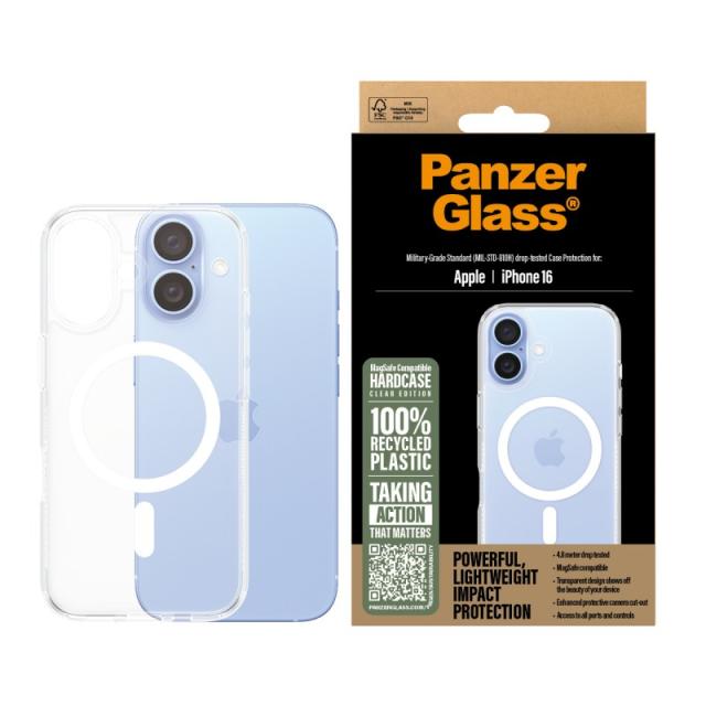 PanzerGlass - HardCase Transparent w. White MagSafe iPhone 16 funda para teléfono móvil Transparente
