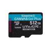 Kingston Technology - Tarjeta microSDXC Canvas Go Plus Gen4 de 512 GB, 200 MB/s, A2 U3 V30 y adaptador