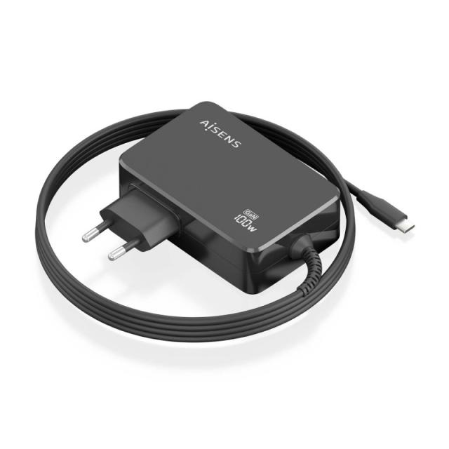 AISENS - Cargador GaN 100W PD3.0 1xUSB-C 1.8m, Negro