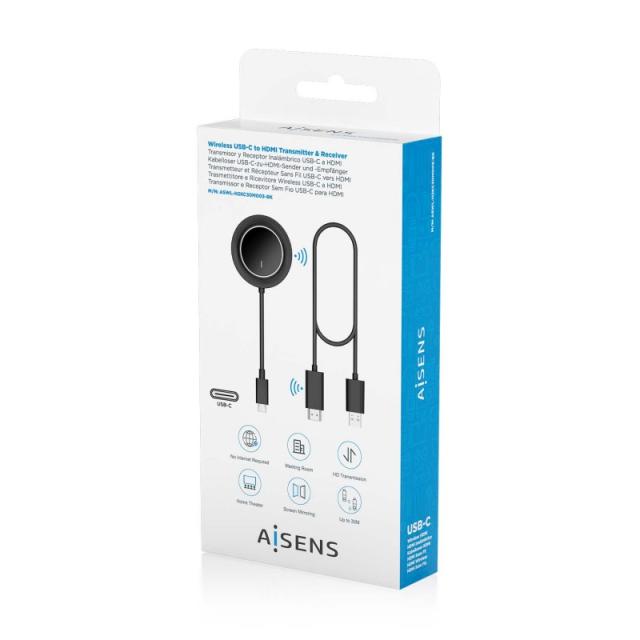 AISENS - USB-C A HDMI Inalambrico 1080P 30m, Negro