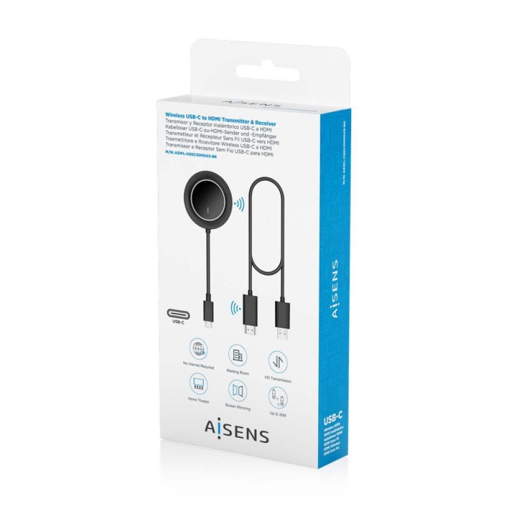 AISENS - USB-C A HDMI Inalambrico 1080P 30m, Negro