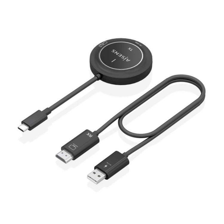 AISENS - USB-C A HDMI Inalambrico 1080P 30m + USB-C PD 100W, Negro