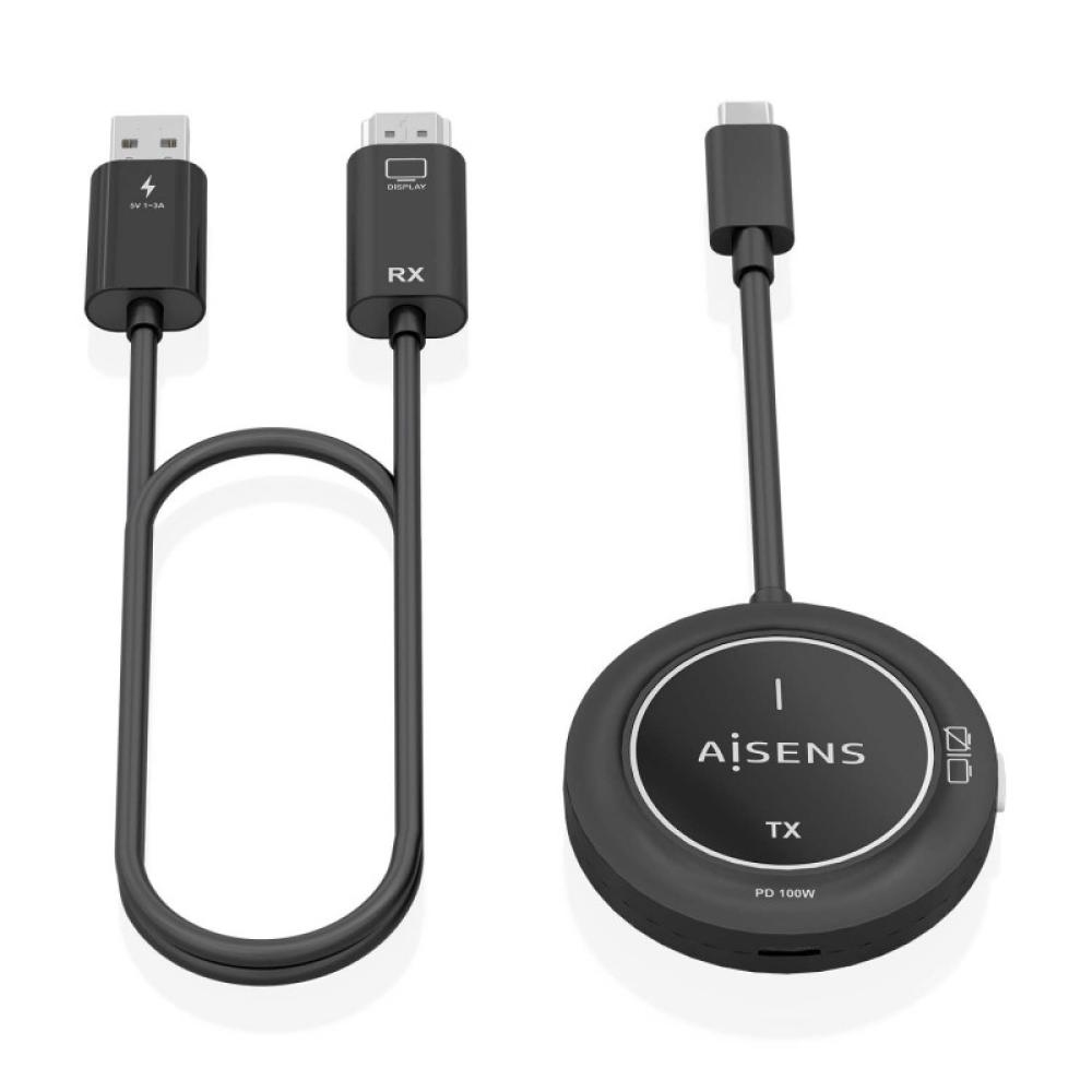 AISENS - USB-C A HDMI Inalambrico 1080P 30m + USB-C PD 100W, Negro