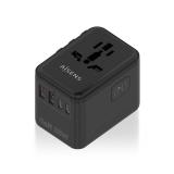 AISENS - Adaptador Enchufe Universal Para Viaje EU/USA/UK/AU Con Cargador USB GaN, 2xUSB-A (A1 QC3.0), 3xUSB-C (C1 PD3.0) 35W, N