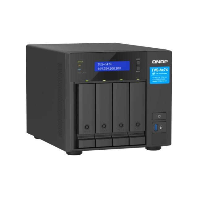 QNAP - TVS-H474 NAS Torre Intel® Pentium® G7400 8 GB DDR4 0 TB QuTS hero Negro