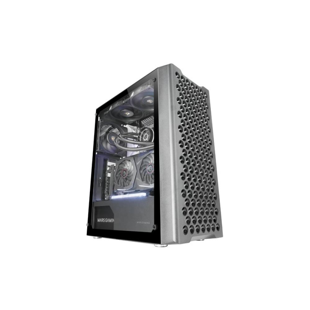Mars Gaming - MC-iPRO, Caja Profesional ATX, Rejilla Frontal de Malla 3D, Ventana Lateral Cristal Templado, Ventilador - MCIPRO