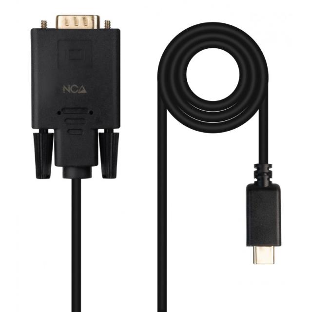 Nanocable - Cable Conversor USB-C/M a VGA/M, 1.8 m, Negro