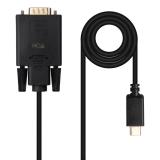 Nanocable - Cable Conversor USB-C/M a VGA/M, 1.8 m, Negro
